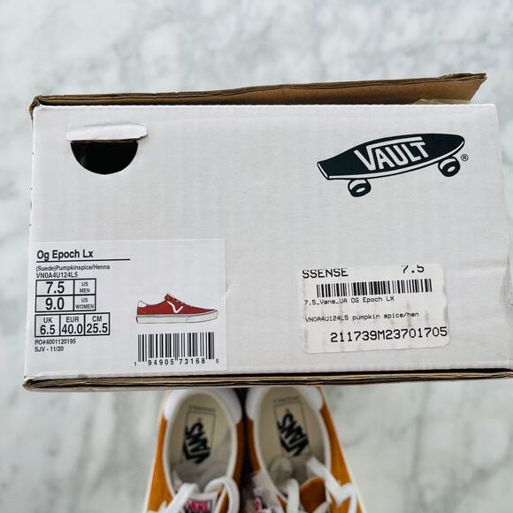 VANS VAULT OG EPOCH LX SUEDE Pumpkin Spice/ Henna US 7.5 NEW in BOX Collectible - Picture 5 of 5